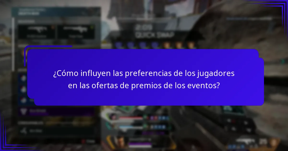 ¿Cómo influyen las preferencias de los jugadores en las ofertas de premios de los eventos?